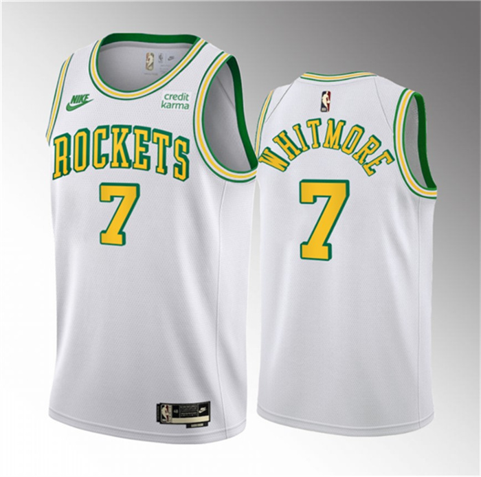 Personalized Men’s Houston Rockets #7 Cam Whitmore White 2023 Draft Classic Edition Stitched Basketball Jersey