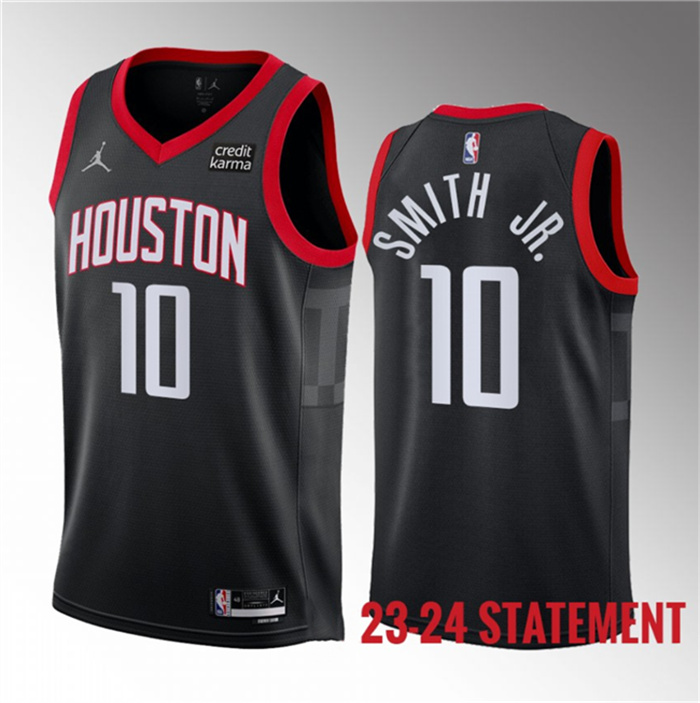 Personalized Men’s Houston Rockets #10 Jabari Smith Jr. Black 2023 Statement Edition Stitched Basketball Jersey