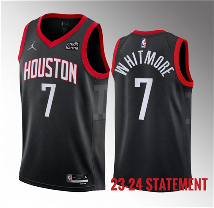 Personalized Men’s Houston Rockets #7 Cam Whitmore Black 2023 Draft Statement Edition Stitched Basketball Jersey