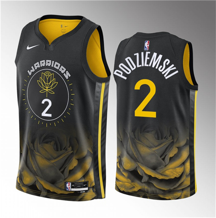 Personalized Men’s Golden State Warriors #2 Brandin Podziemski Black 2023 Draft City Edition Swingman Stitched Basketball Jersey