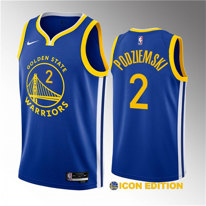 Personalized Men’s Golden State Warriors #2 Brandin Podziemski Royal 2023 Draft Icon Edition Swingman Stitched Basketball Jersey