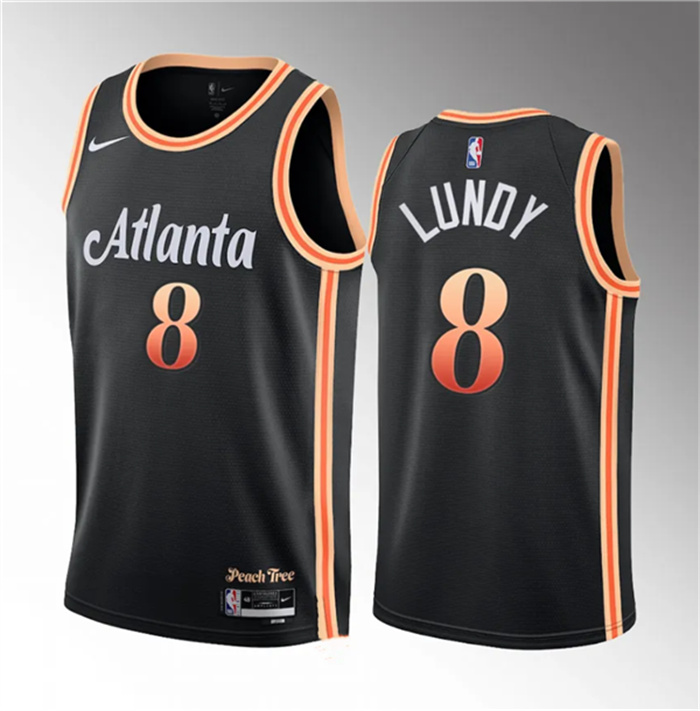 Personalized Men’s Atlanta Hawks #8 Seth Lundy Black 2023 Draft City Edition Stitched Jersey