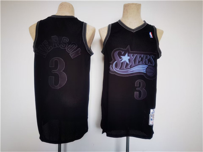 Personalized Men’s Philadelphia 76ers #3 Allen Iverson Black Throwback Basketball Jersey