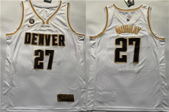 Personalized Men’s Denver Nuggets #27 Jamal Murray White With NO.6 Patch Stitched Jersey