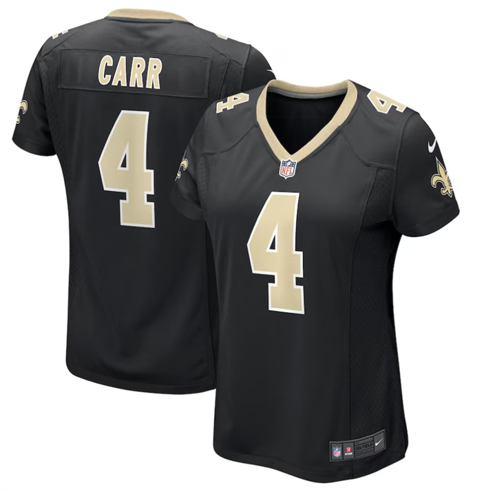 Personalized Women’s New Orleans Saints #4 Derek Carr Black Stitched Game Jersey(Run Small)