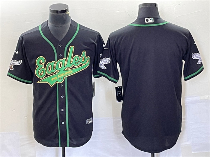 Personalized Men’s Philadelphia Eagles Blank Black Cool Base Stitched Baseball Jersey
