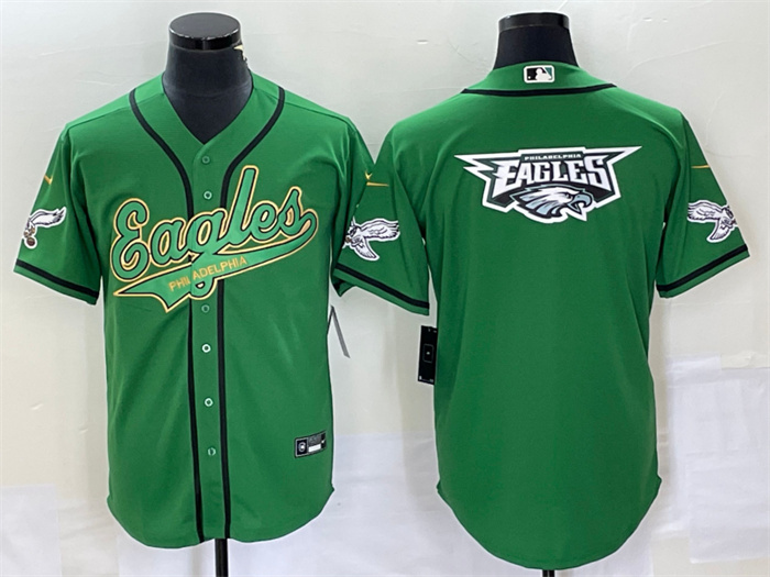 Personalized Men’s Philadelphia Eagles Green Team Big Logo Cool Base Stitched Baseball Jersey