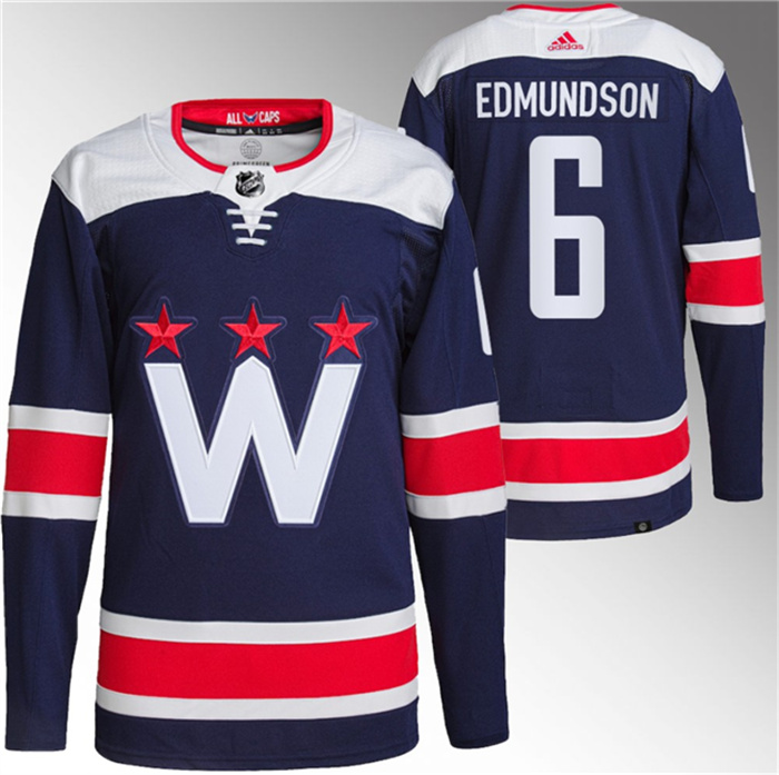 Personalized Men’s Washington Capitals #6 Joel Edmundson Navy Stitched Jersey