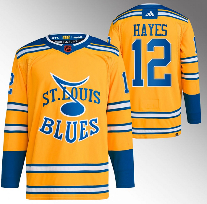 Personalized Men’s St. Louis Blues #12 Kevin Hayes Yellow 2022-23 Reverse Retro Stitched Jersey