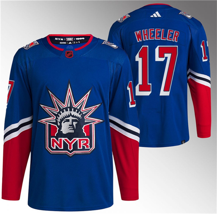 Personalized Men’s New York Rangers #17 Blake Wheeler Blue Reverse Retro Stitched Jersey