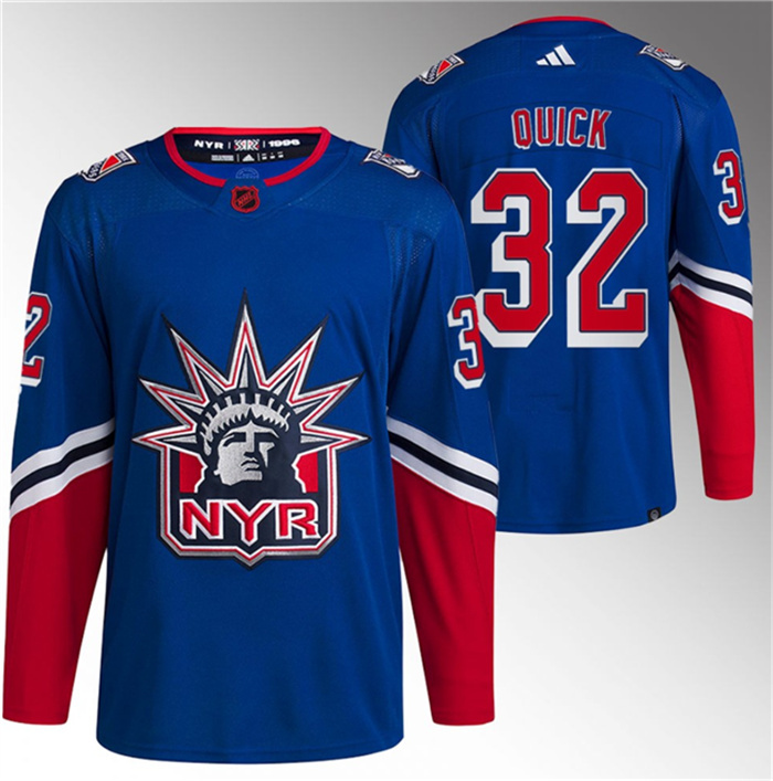 Personalized Men’s New York Rangers #32 Jonathan Quick Blue Reverse Retro Stitched Jersey