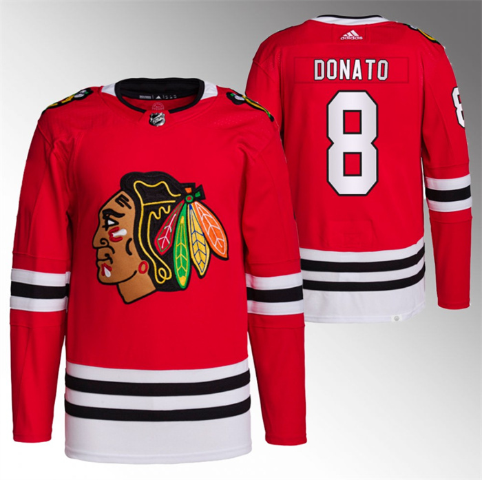 Personalized Men’s Chicago Blackhawks #8 Ryan Donato Red Stitched Hockey Jersey
