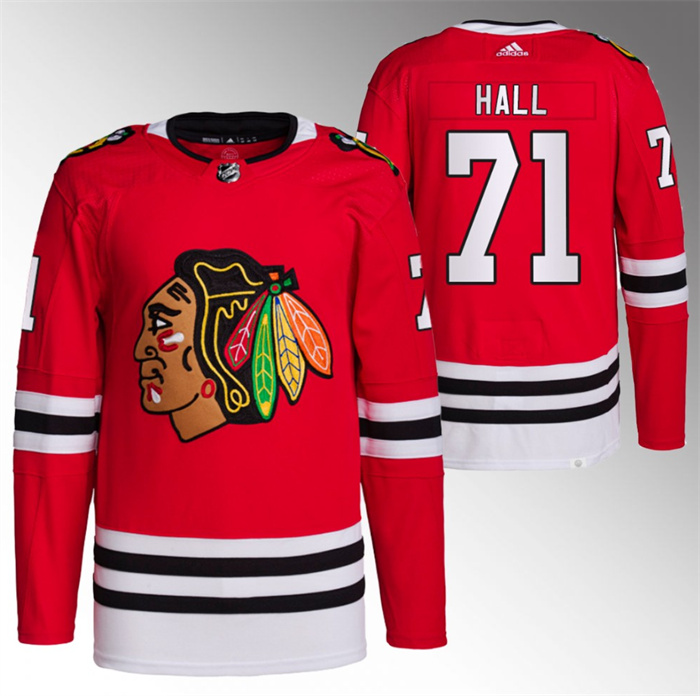 Personalized Men’s Chicago Blackhawks #71 Taylor Hall Red Stitched Hockey Jersey