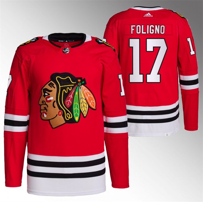 Personalized Men’s Chicago Blackhawks #17 Nick Foligno Red Stitched Hockey Jersey