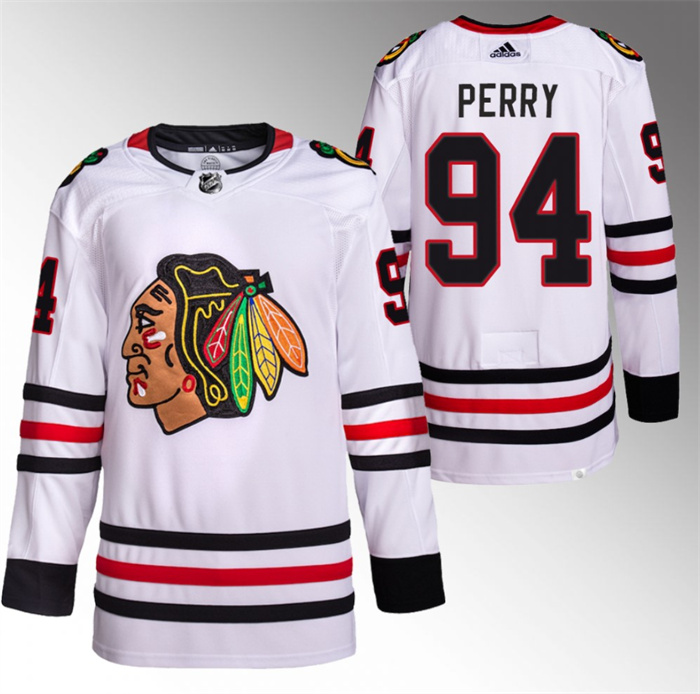 Personalized Men’s Chicago Blackhawks #94 Corey Perry White Stitched Hockey Jersey