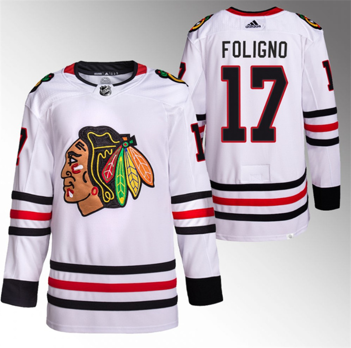 Personalized Men’s Chicago Blackhawks #17 Nick Foligno White Stitched Hockey Jersey