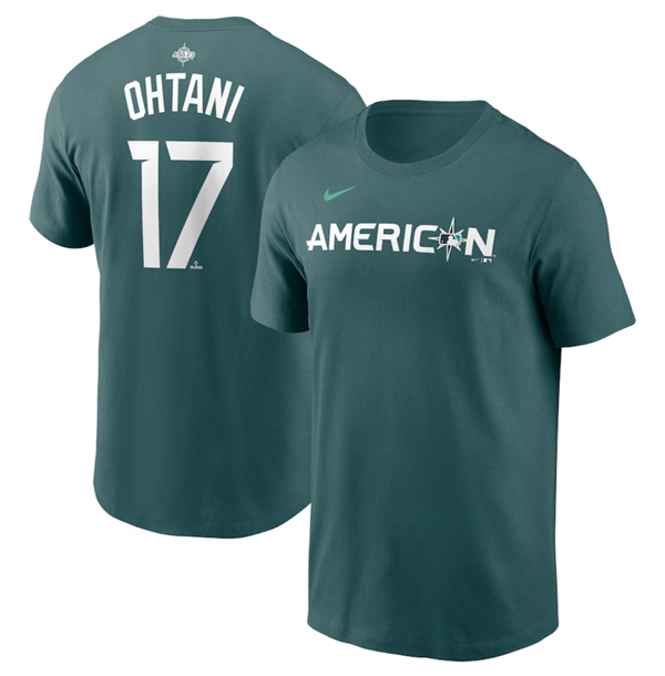 Personalized Men’s Los Angeles Angels #17 Shohei Ohtani Teal 2023 All-Star Name & Number T-Shirt