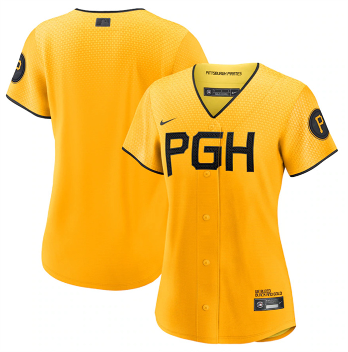 Personalized Women’s Pittsburgh Pirates Blank Gold 2023 City Connect Stitched Jersey
