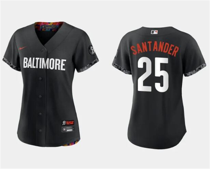 Personalized Women’s Baltimore Orioles #25 Anthony Santander Black 2023 City Connect Stitched Baseball Jersey(Run Small)