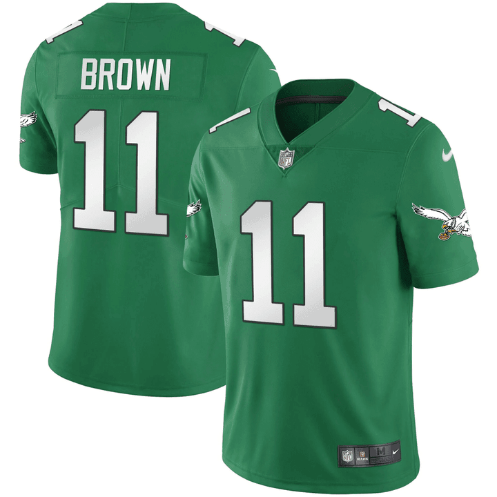 Personalized Men’s Philadelphia Eagles #11 A.J. Brown Green gold Untouchable Limited Stitched Football Jersey