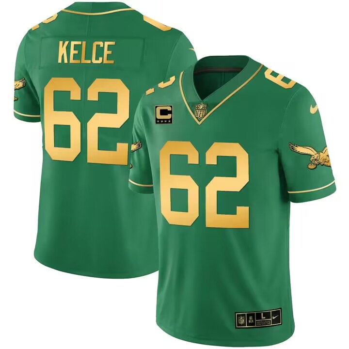 Personalized Men’s Philadelphia Eagles #62 Jason Kelce Green gold black Untouchable Limited Stitched Football Jersey