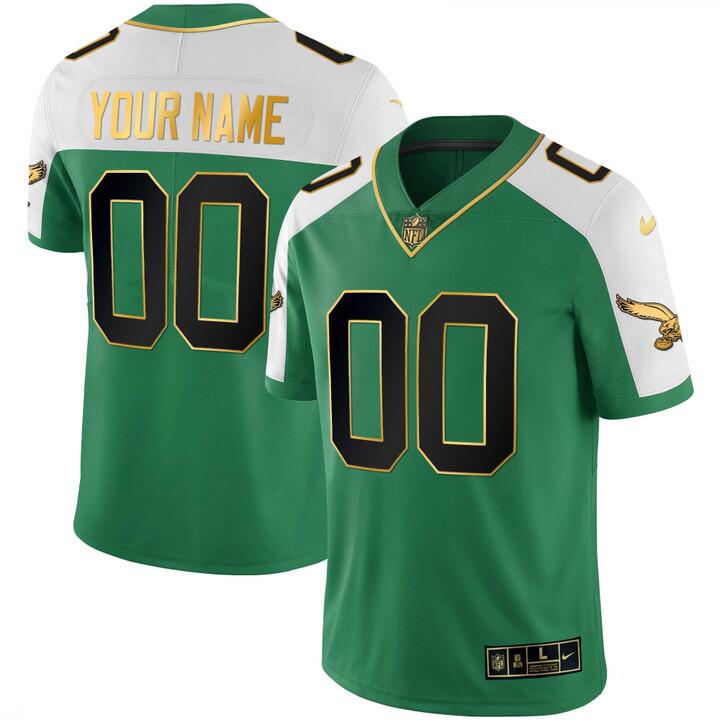 Personalized Customized Men’s Philadelphia Eagles Untouchable Limited white green Jersey