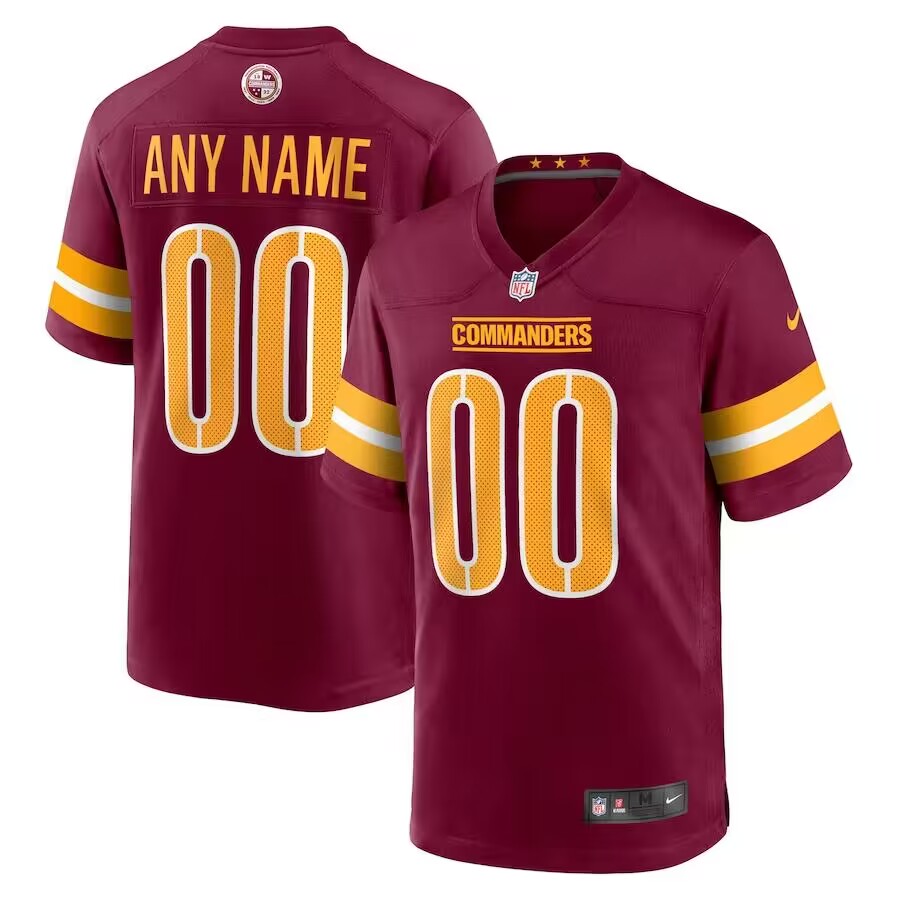 Personalized Custom Men’s Washington Commanders Burgundy Stitched Game Jersey