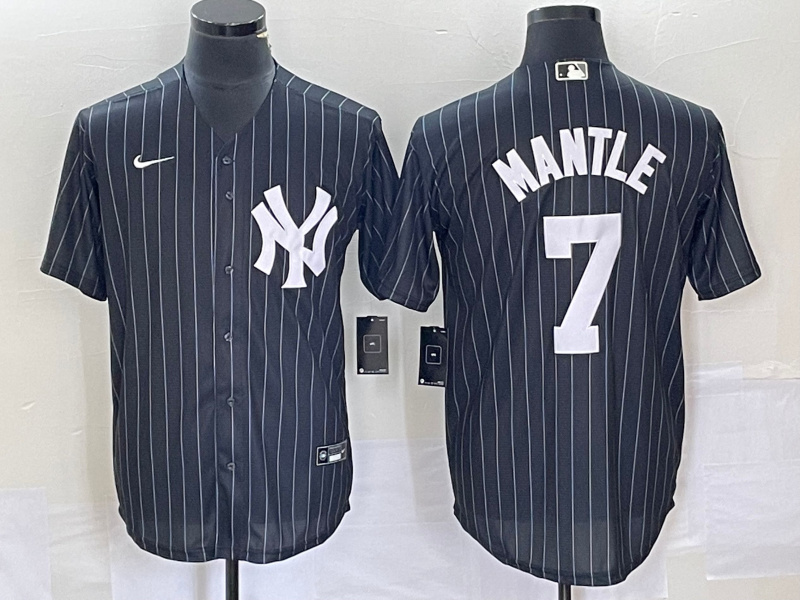 Personalized Men’s New York Yankees #7 Mickey Mantle Black Cool Base Stitched Baseball Jersey
