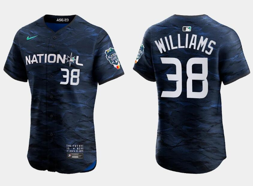Personalized Men’s Milwaukee Brewers #38 Devin Williams Royal 2023 All-Star Flex Base Stitched Baseball Jersey