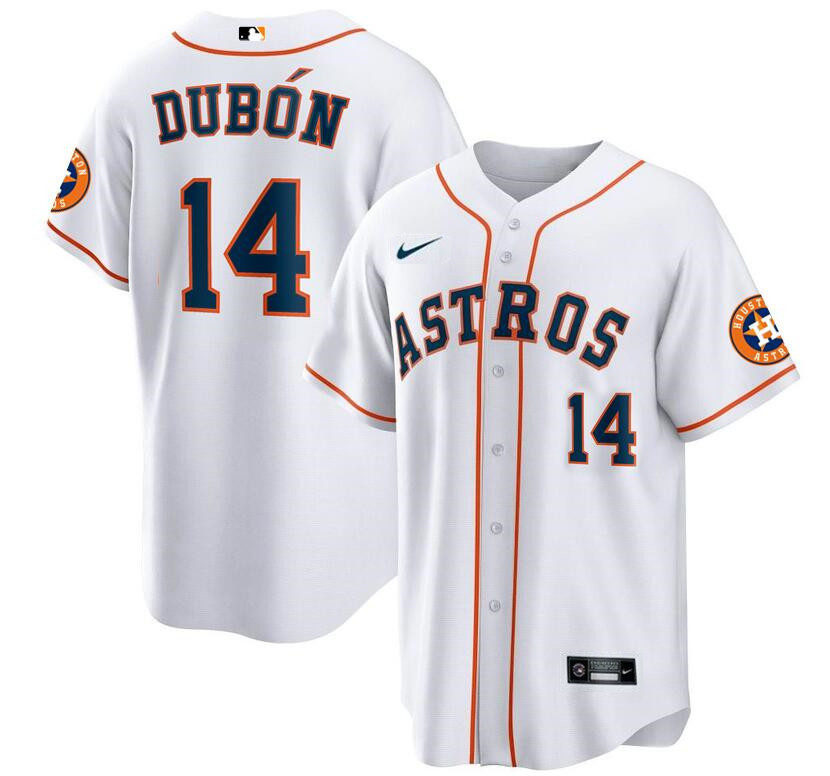 Personalized Men’s Houston Astros #14 Mauricio Dubón White Cool Base Stitched Baseball Jersey