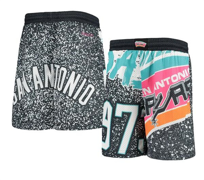 Personalized Men’s San Antonio Spurs Black Mitchell & Ness Hardwood Classics Shorts (Run Small)