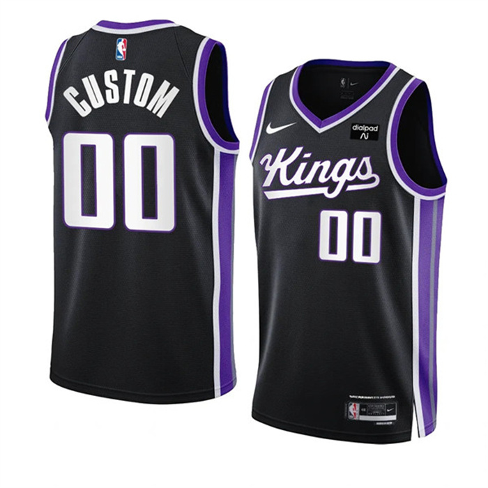 Personalized Men’s Sacramento Kings Active Player Black 2023 24 Icon Edition Swingman Stitched Basketball Jersey