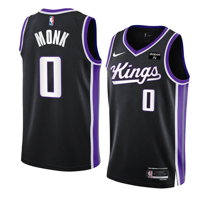 Personalized Men’s Sacramento Kings #0 Malik Monk Black 2023 24 Icon Edition Swingman Stitched Basketball Jersey