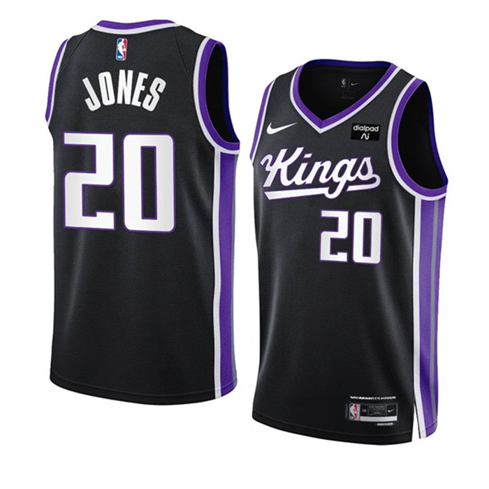 Personalized Men’s Sacramento Kings #20 Colby Jones Black 2023 24 Icon Edition Swingman Stitched Basketball Jersey
