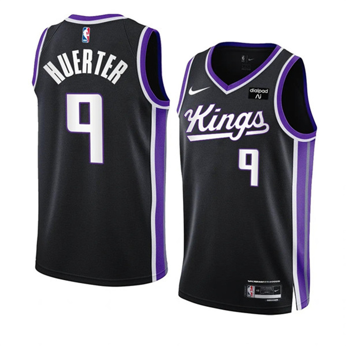 Personalized Men’s Sacramento Kings #9 Kevin Huerter Black 2023 24 Icon Edition Swingman Stitched Basketball Jersey