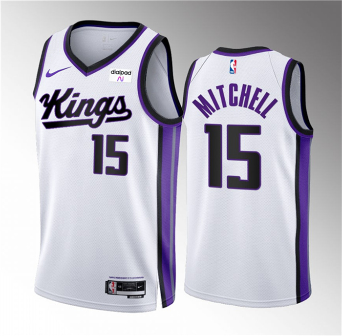 Personalized Men’s Sacramento Kings #15 Davion Mitchell White 2023 24 Association Edition Stitched Basketball Jersey