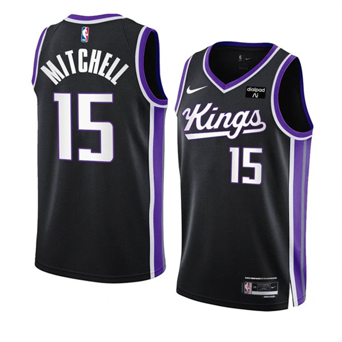 Personalized Men’s Sacramento Kings #15 Davion Mitchell Black 2023 24 Icon Edition Swingman Stitched Basketball Jersey