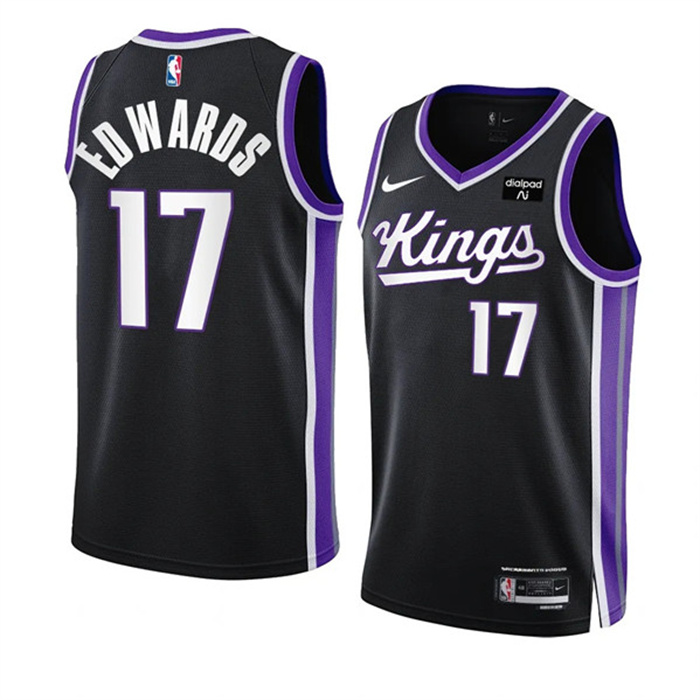 Personalized Men’s Sacramento Kings #17 Kessler Edwards Black 2023 24 Icon Edition Swingman Stitched Basketball Jersey