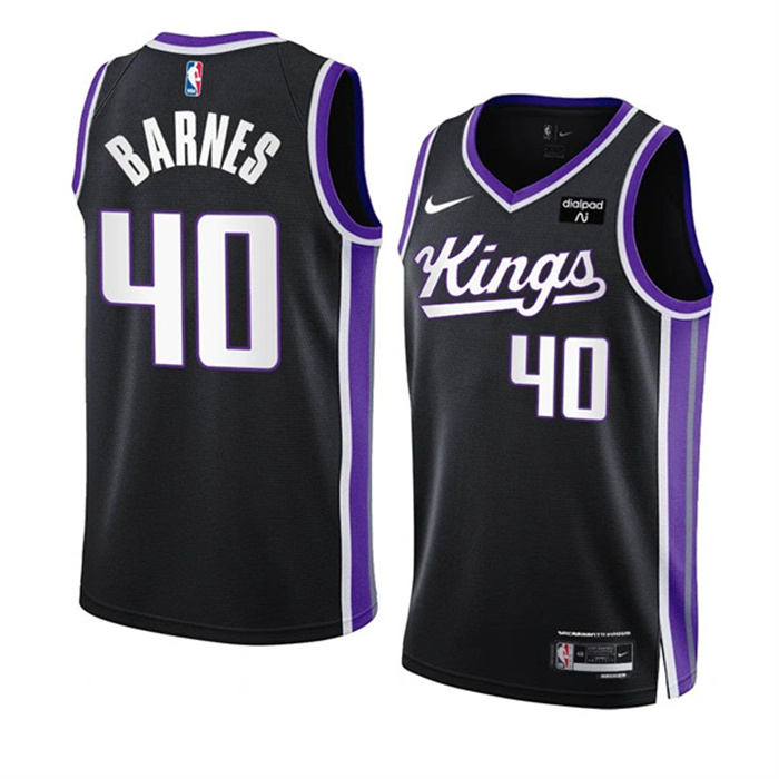 Personalized Men’s Sacramento Kings #40 Harrison Barnes Black 2023 24 Icon Edition Swingman Stitched Basketball Jersey