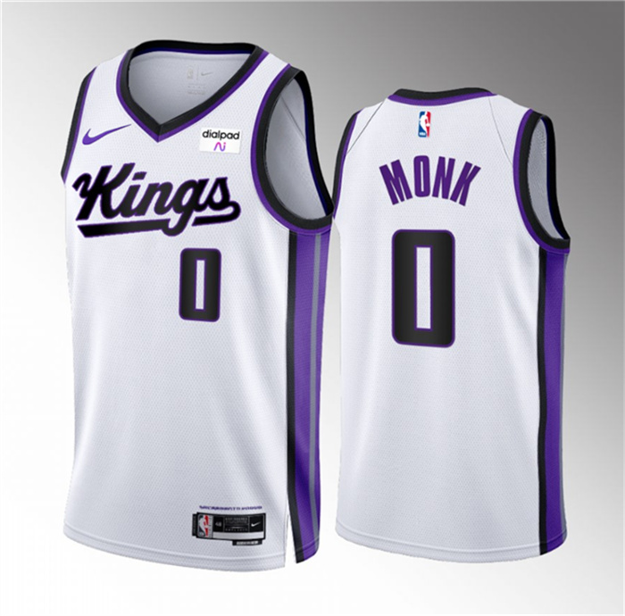 Personalized Men’s Sacramento Kings #0 Malik Monk White 2023 24 Association Edition Swingman Stitched Basketball Jersey