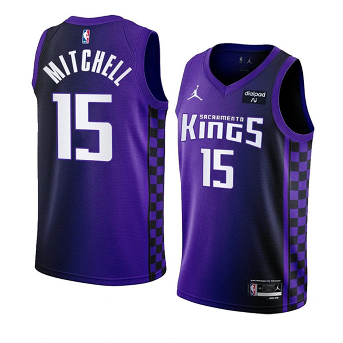 Personalized Men’s Sacramento Kings #15 Davion Mitchell Purple 2023 24 Statement Edition Swingman Stitched Basketball Jersey
