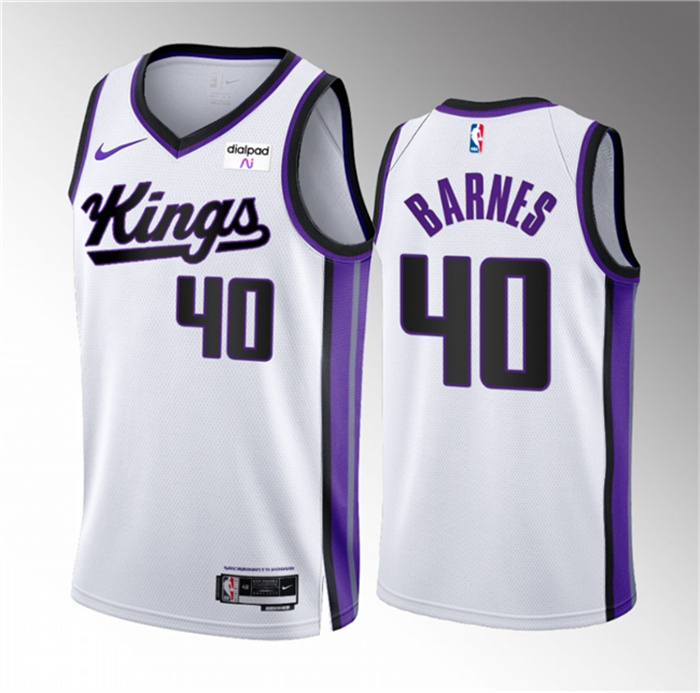 Personalized Men’s Sacramento Kings #40 Harrison Barnes White 2023 24 Association Edition Swingman Stitched Basketball Jersey