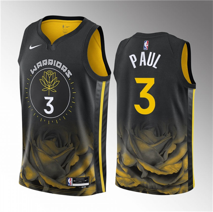 Personalized Men’s Golden State Warriors #3 Chris Paul Black City Edition Stitched Basketball Jersey