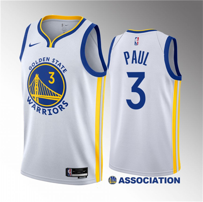 Personalized Men’s Golden State Warriors #3 Chris Paul White Association Edition Stitched Basketball Jersey