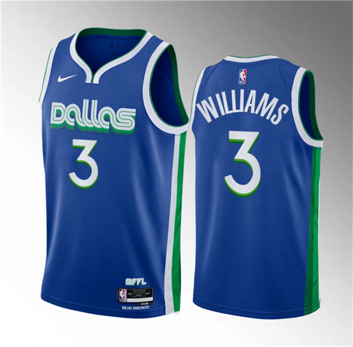 Personalized Men’s Dallas Mavericks #3 Grant Williams Blue City Edition Stitched Basketball Jersey