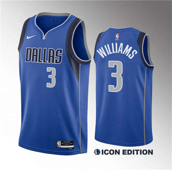 Personalized Men’s Dallas Mavericks #3 Grant Williams Blue Icon Edition Stitched Basketball Jersey