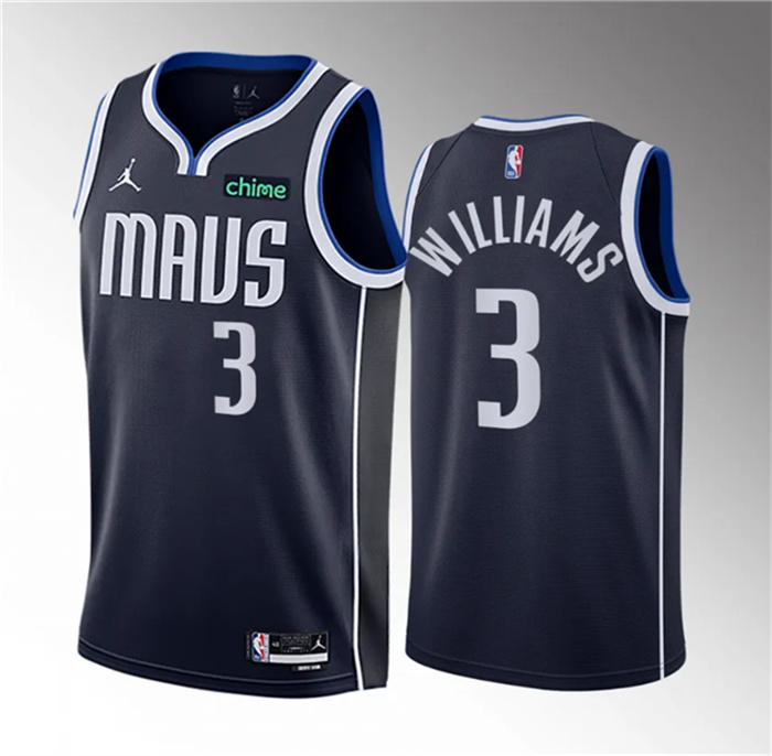 Personalized Men’s Dallas Mavericks #3 Grant Williams Navy Statement Edition Stitched Basketball Jersey
