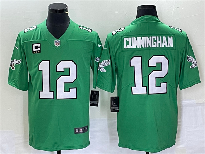 Personalized Men’s Philadelphia Eagles #12 Randall Cunningham Green With C Patch Stitched Football Jersey
