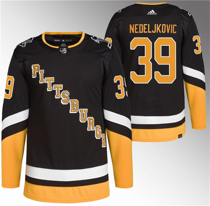 Personalized Men’s Pittsburgh Penguins #39 Alex Nedeljkovic Black 2021 22 Alternate Primegreen Stitched Jersey