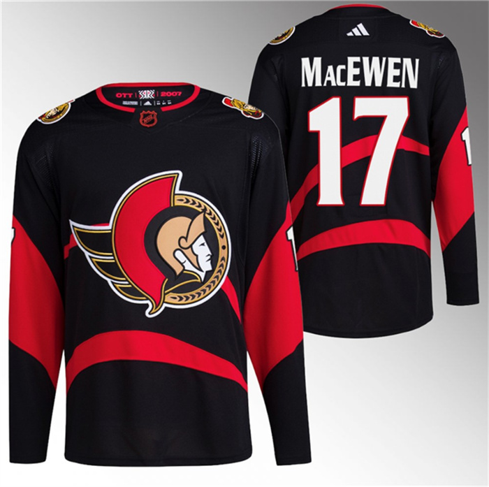 Personalized Men’s Ottawa Senators #17 Zack MacEwen Black Reverse Retro Stitched Jersey